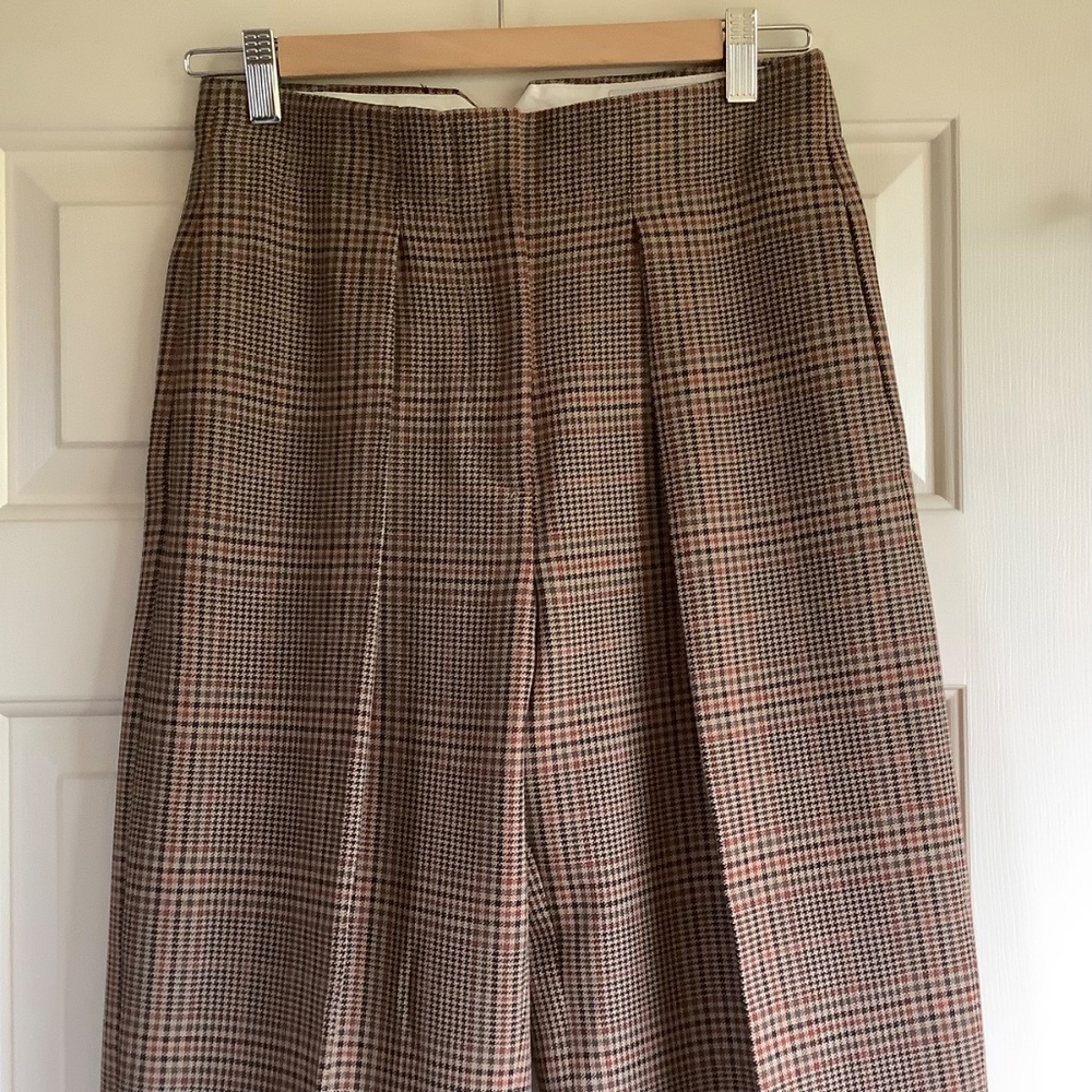 ZARA Women Collection Check Darted Trousers Light Brown SZ XS - Picture 5 of 16